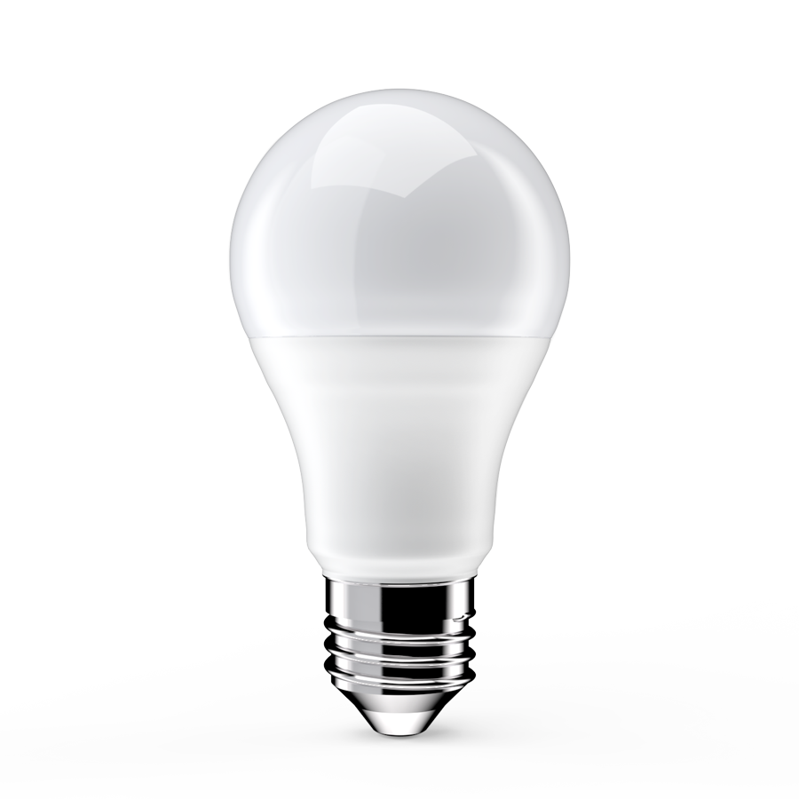 white LED light bulb stands on a white background