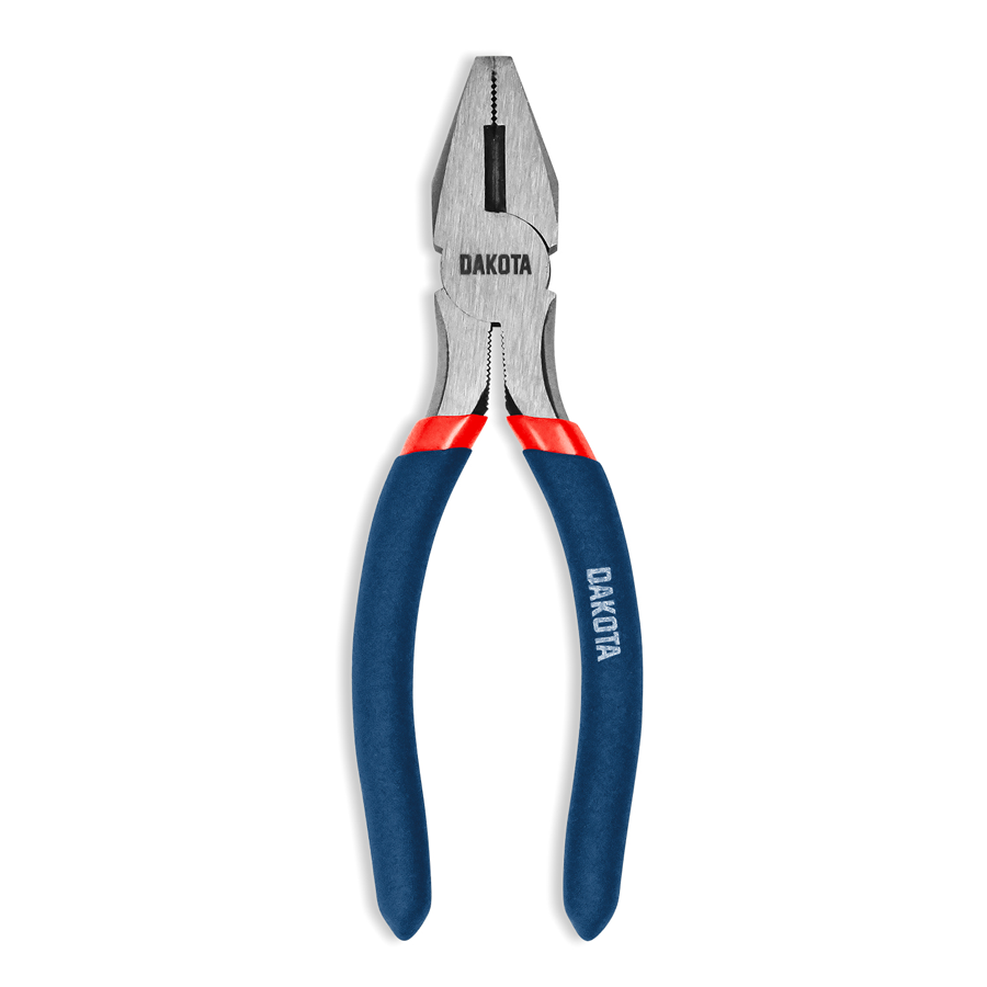 Blue handled pliers featuring the word "Dakota" prominently displayed on the handle.