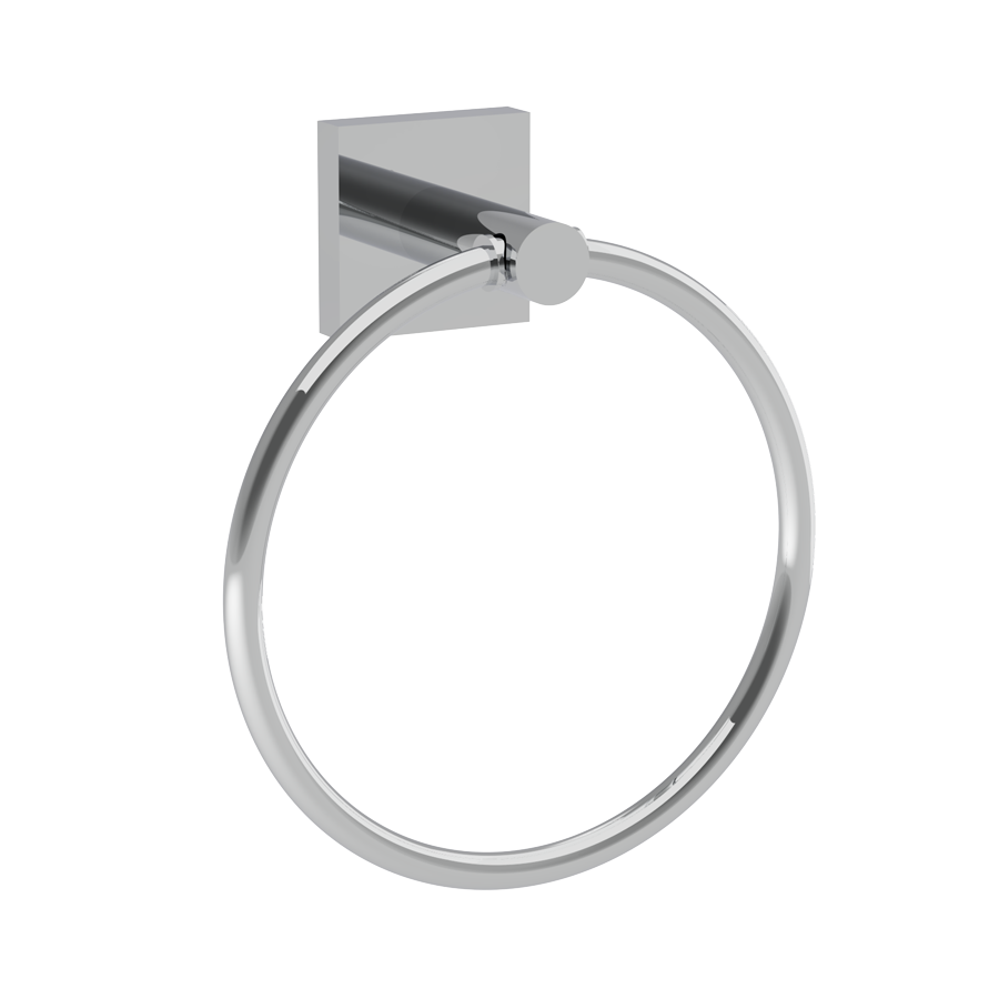 chrome plated towel ring on white background